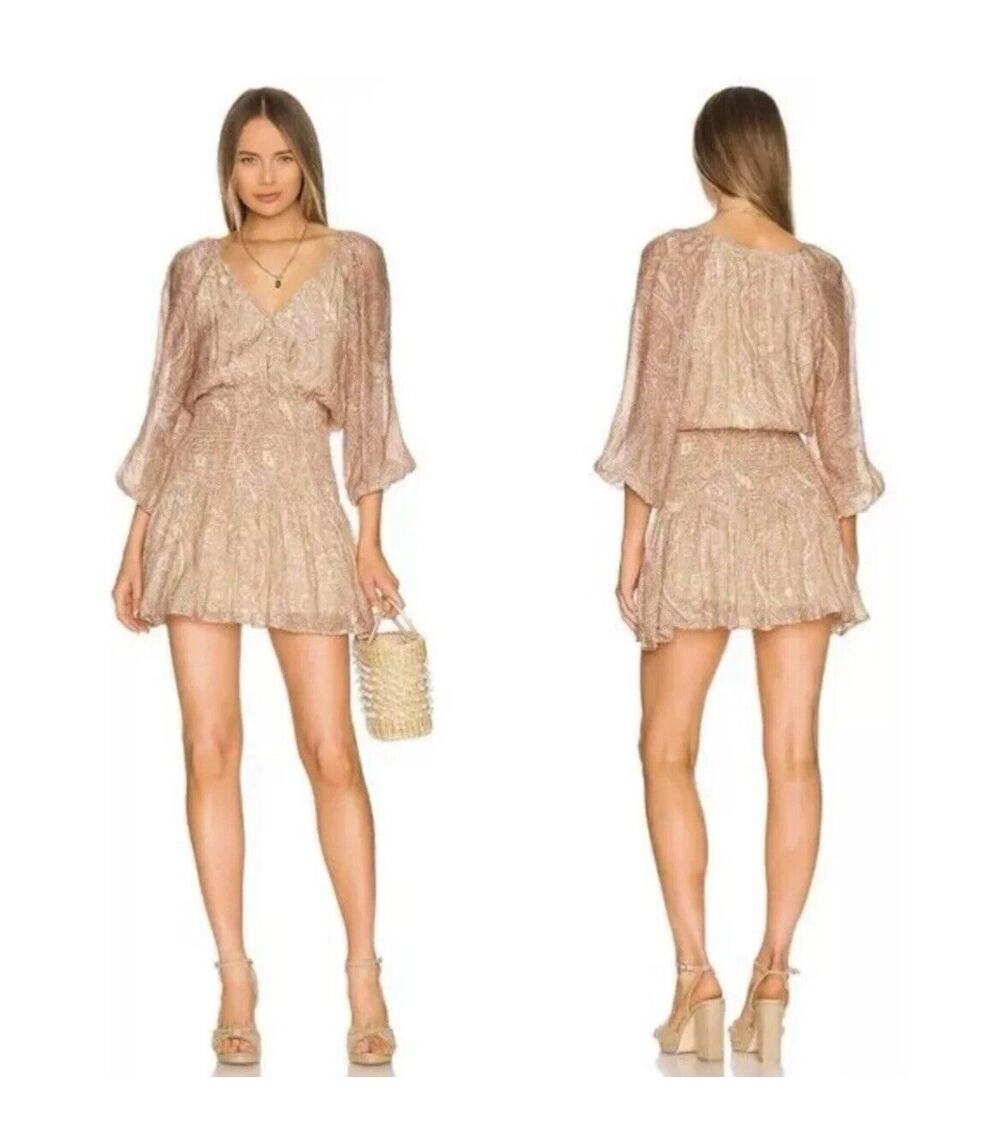 NWT Mink Pink Womens Catalina Mini Dress V Neck Flutter Slvs W Cinched Waist XL